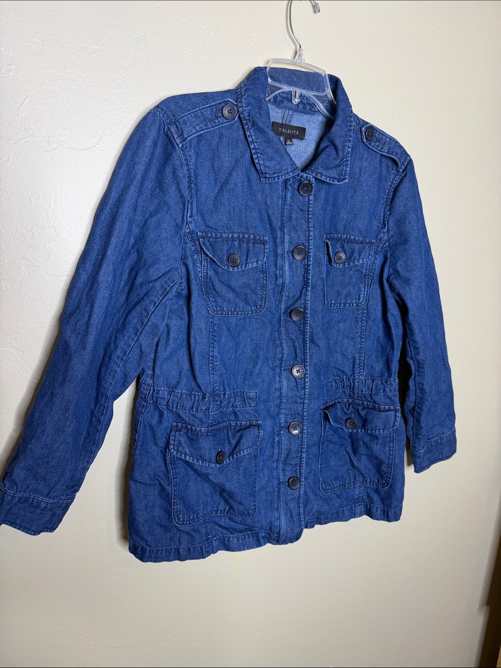 Talbots Dark Blue Denim Utility Jacket with Patch Pockets - Picture 2 of 8